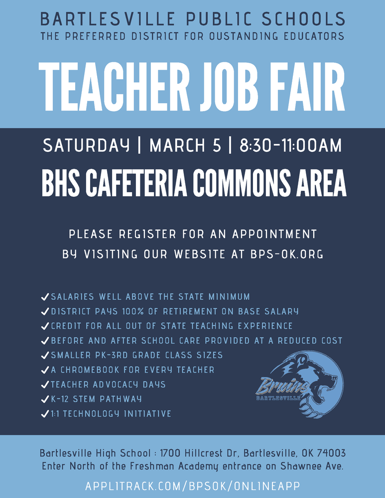 Teacher Job Fair on Saturday, March 5 #bvillebruwin