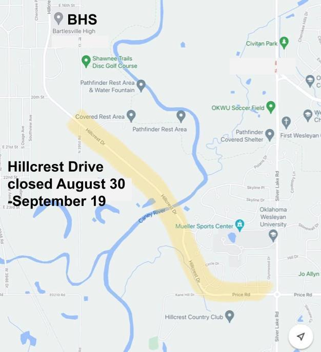 Hillcrest Dr Closed 8/30-9/19