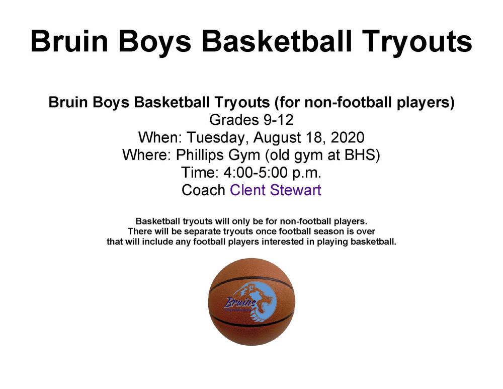 Basketball tryouts info
