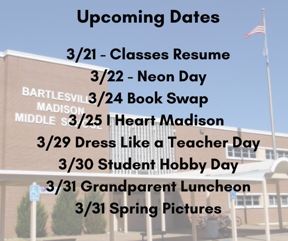 Upcoming Dates 3/21/22
