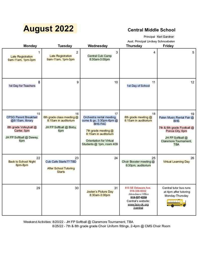 CMS August Calendar