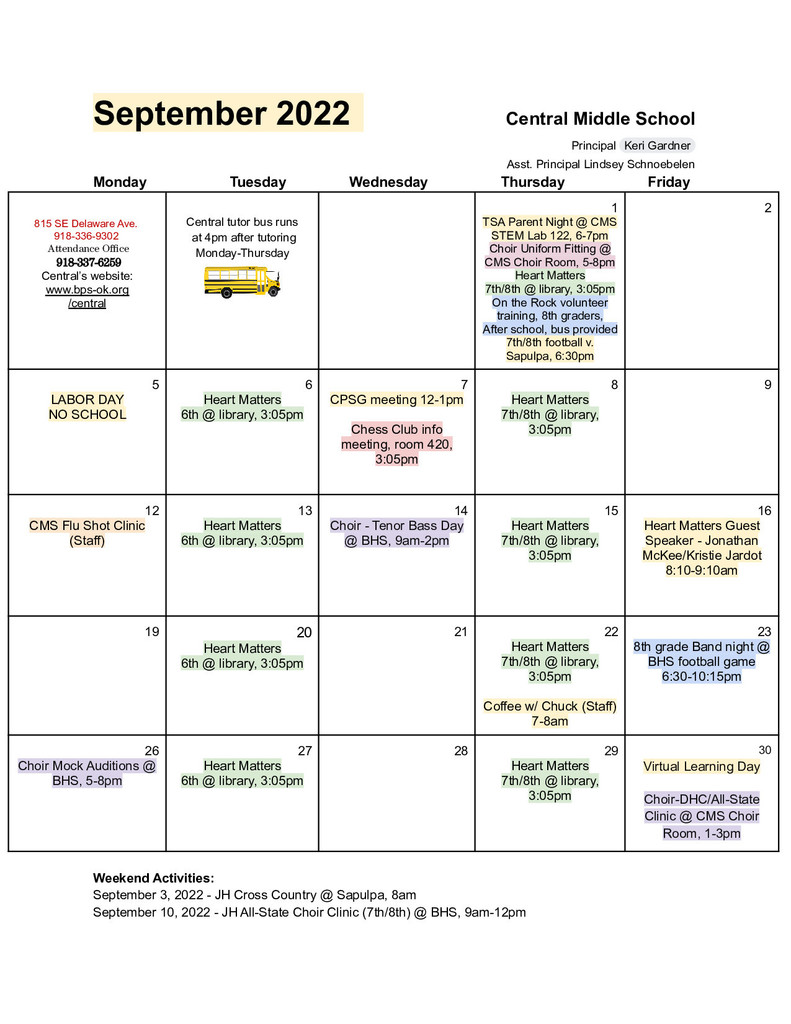 CMS September Calendar