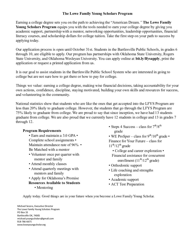 The Lowe Family Young Scholars Program